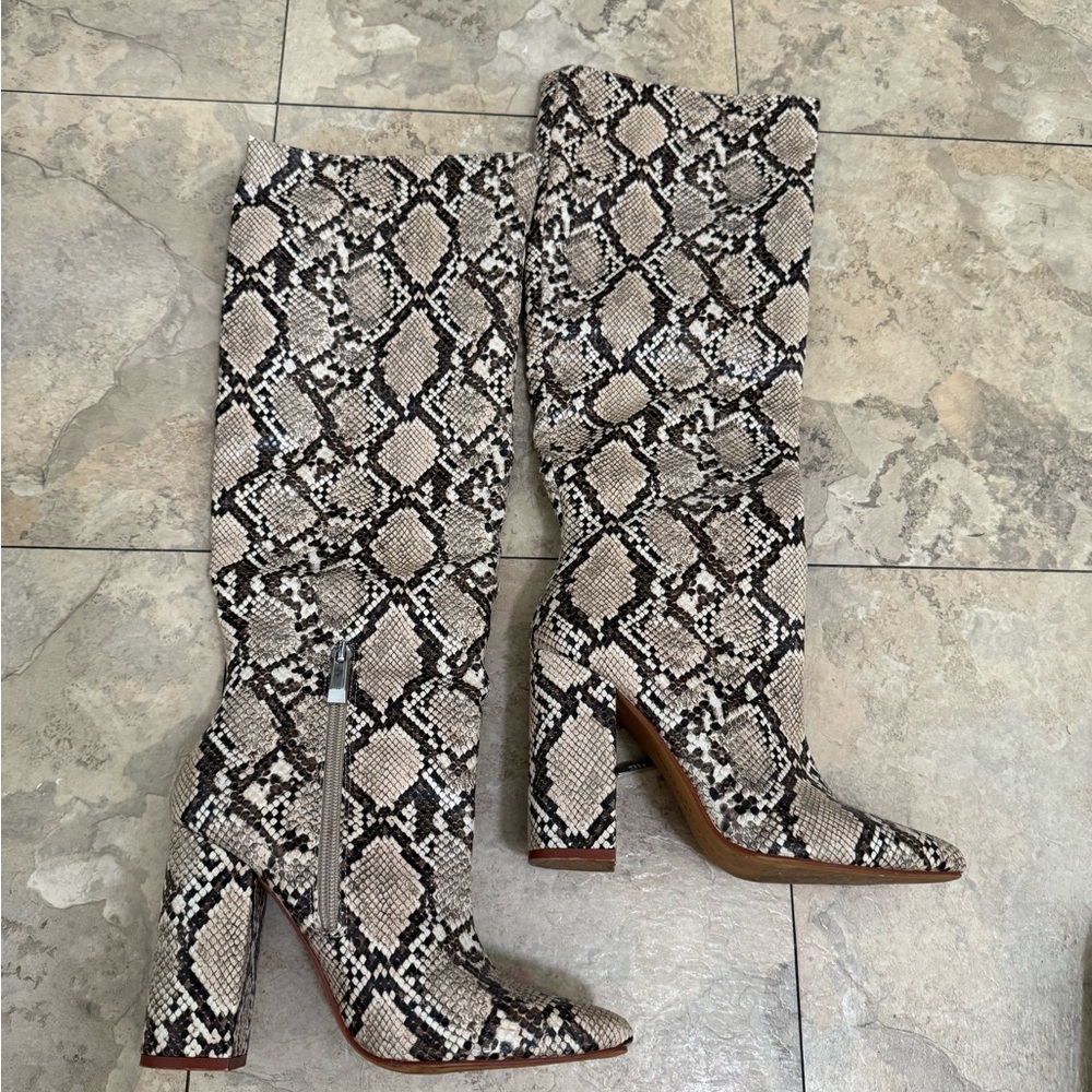 Zara Snakeskin Heeled Boots
